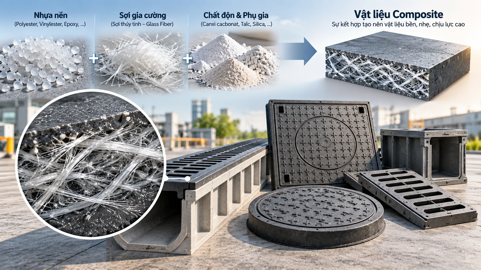 Tối ưu hóa thoát nước nông thôn bằng vật liệu composite - Hạ tầng Đại Bàng Tối ưu hóa thoát nước nông thôn bằng vật liệu composite